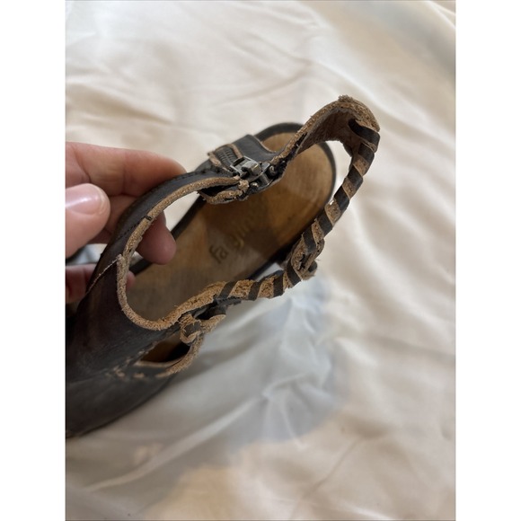 Farylrobin Loki Full Leather Chunky Heel‎ Sandal Womens Size 7.5 Gray Black - Picture 10 of 11